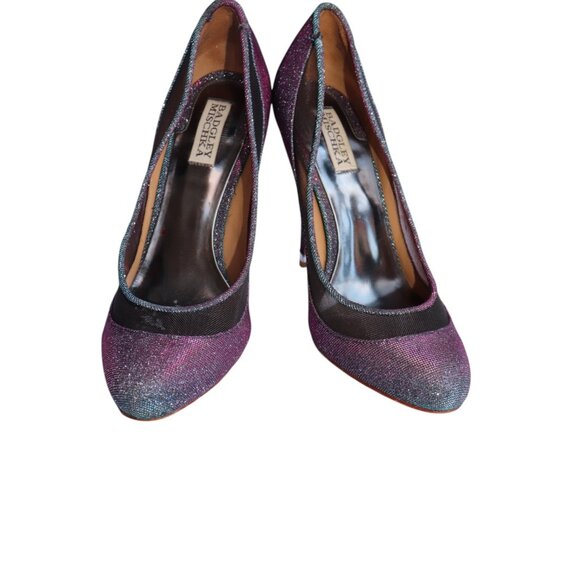 BADGLEY MISCHKA Myria Sparkle Magenta Purple Glitter Heels Women’s Size 8.5 M - Picture 2 of 8